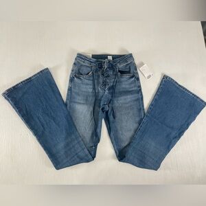 NEW H&M tie waist 90’s style Stylish Blue Flare Women's‎ Jeans size 4 blue denim